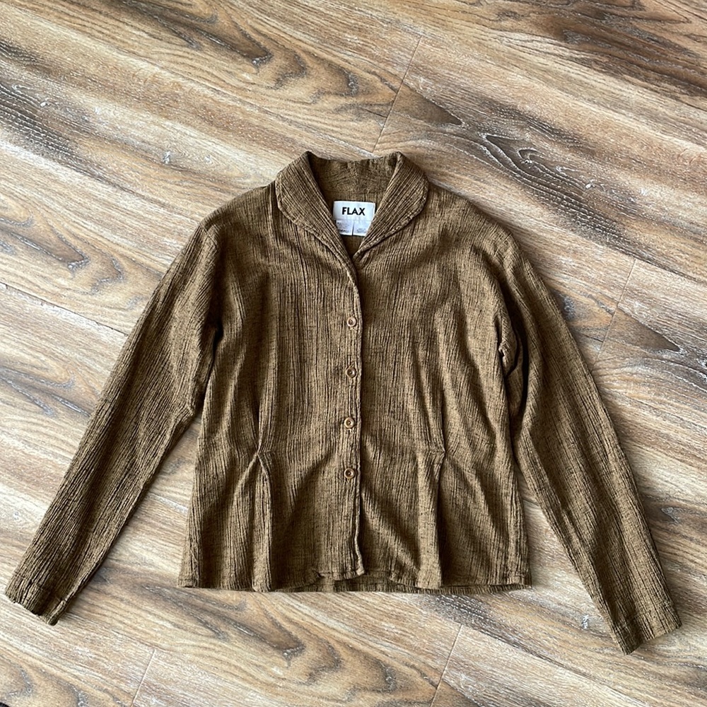 Flax Button Front Shirt Blouse